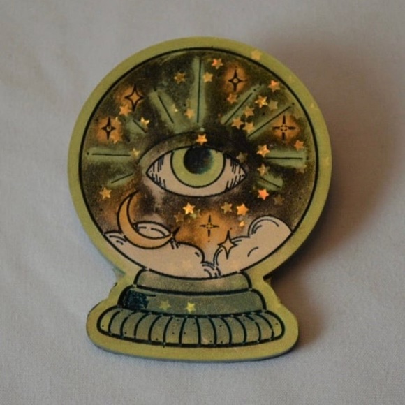 Crystal Ball Brooch - Large Pin - Witchy Jewelry - Crystal Ball Pin - Picture 1 of 4